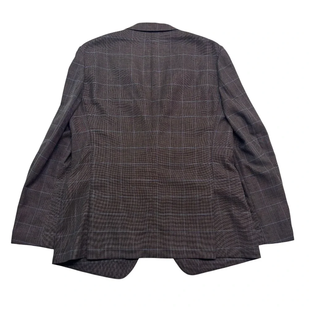 Bonobos 44R Brown Windowpane Unstructured Wool Blazer Jacket Sport Coat Slim